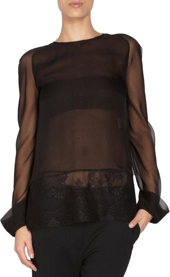 Haider Ackermann Sheer Lace Hem Blouse - Lyst