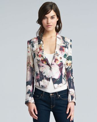 Haute Hippie Floral Print Silk Cropped Blazer - Lyst