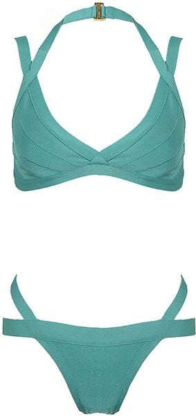 Hervé Léger Surya Bikini in Blue turquoise Lyst