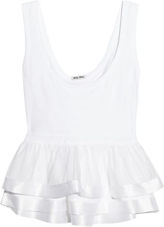 Miu Miu Cotton and Silkorganza Peplum Tank - Lyst