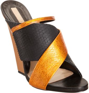 Narciso Rodriguez Python Crisscross Wedge Sandal - Lyst