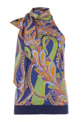 Ralph Lauren Black Label Paisley Silk and Cashmere Top