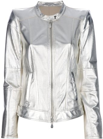 Roberto Cavalli Metallic Leather Jacket - Lyst