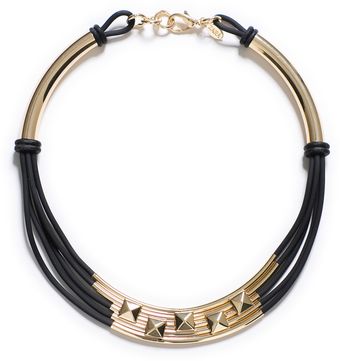 Zara Studded Black Rubber Necklace - Lyst