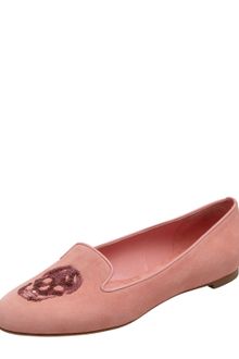 Alexander McQueen Embroidered Sequined Skull Smoking Slipper Pink - Lyst