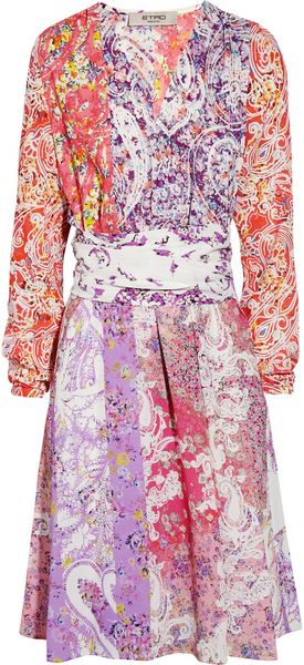 Etro Printed Crepe Wrap Dress - Lyst