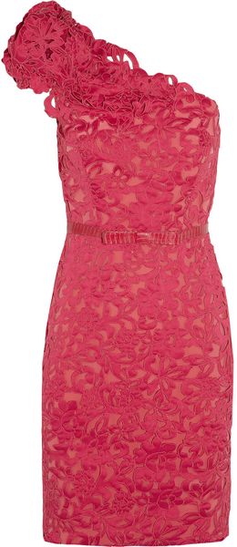 Marchesa Lasercut Silk Satin Dress - Lyst