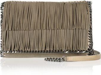 Stella McCartney The Falabella Fringed Faux Suede Shoulder Bag - Lyst