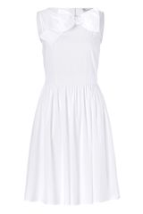 Valentino Red White Stretch Cotton Bow Dress