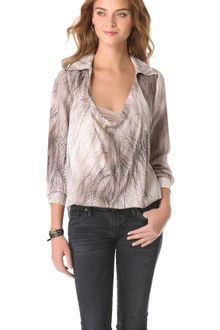 Haute Hippie Printed Cowl Blouse - Lyst