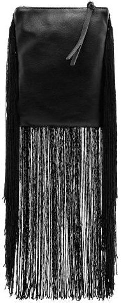 Mango Fringed Leather Bag - Lyst