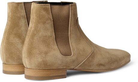 saint laurent tan suede chelsea boots