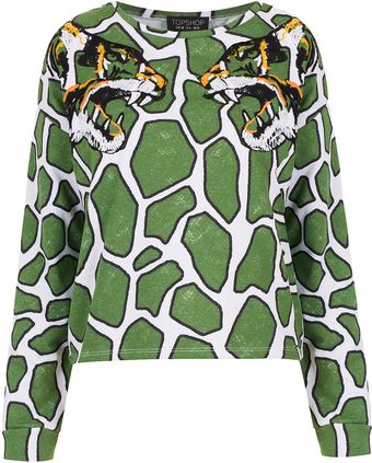 Topshop Embroidered Tiger Sweat - Lyst