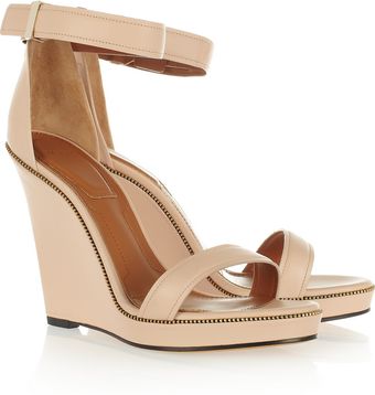 Givenchy Zipdetailed Leather Wedge Sandals - Lyst
