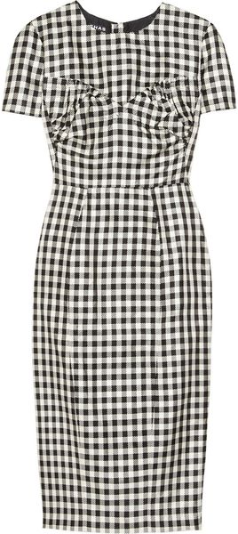 Rochas Checked Woven Silk Dress - Lyst
