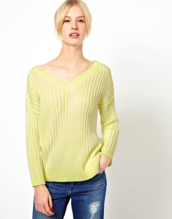 Boutique By Jaeger Neon Ribbed Reversible Chunky Knit - Lyst