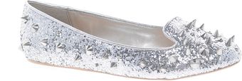 Carvela Lolita Silver Studded Glitter Slipper Shoes - Lyst