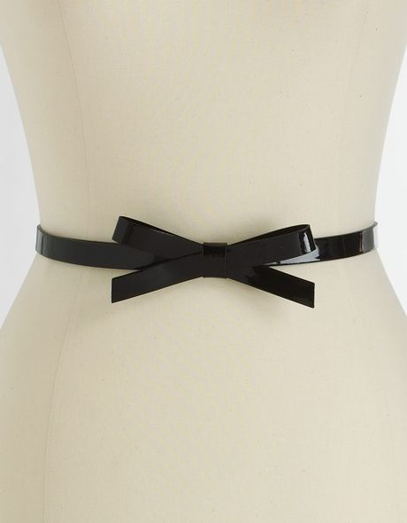 Kate Spade Thin Bow Patent Leather Belt In Black | Lyst