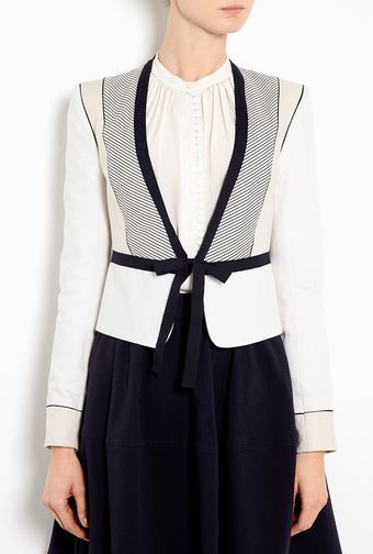Vanessa Bruno Striped Jacket with Black Piping - Lyst