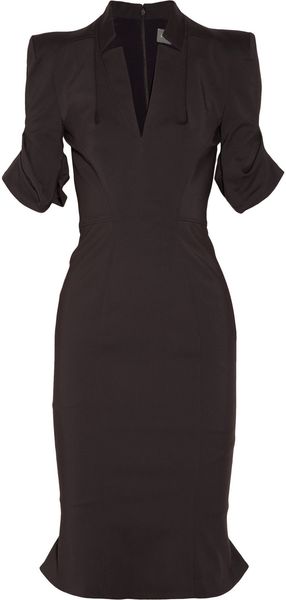 Zac Posen Lapel Cotton-blend Twill Dress - Lyst