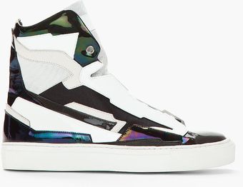 Raf Simons Black White Leather Holographic Space Sneakers - Lyst