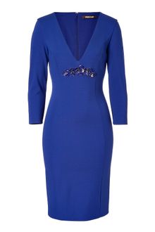 Roberto Cavalli Cobalt Sequined Front Sheath Dress - Lyst
