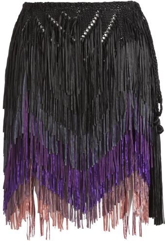 Tim Ryan Purple Fringed Skirt - Lyst