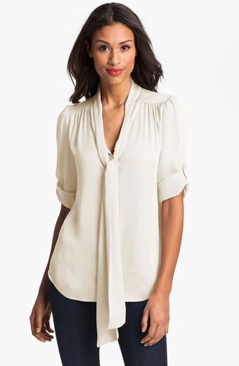 Vince Camuto Tie Neck Blouse - Lyst