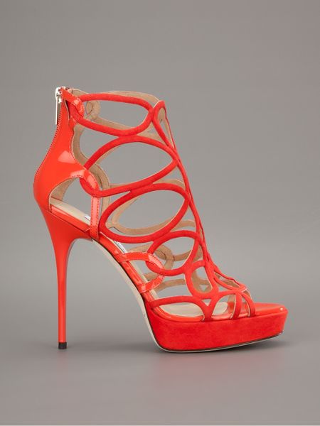 Jimmy Choo Strappy Sandal in Red | Lyst