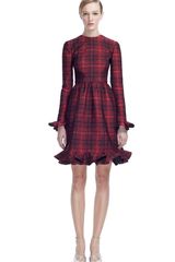 Valentino Broccato Check Long Sleeve Dress