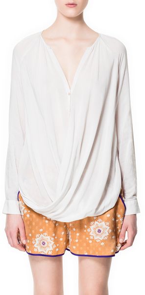 Zara Blouse with Draped Front - Lyst