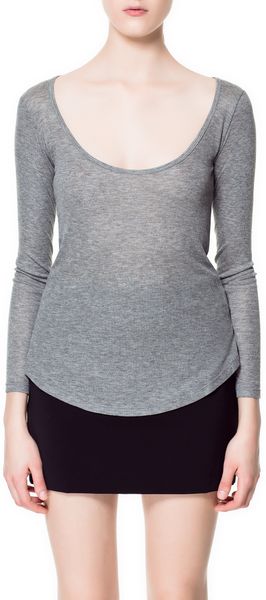 Zara Basic Ribbed Tshirt - Lyst