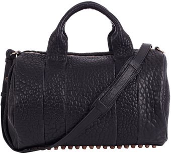 Alexander Wang Black Rocco Pebble Leather Bag with Rose Gold Hardware - Lyst