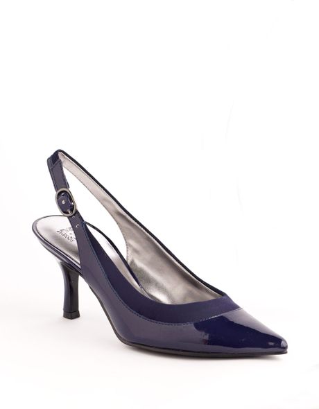 Anne Klein Hertha Slingback Sandals in Blue (navy patent) | Lyst