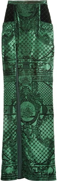Balmain Velvetbrocade Highwaisted Split Skirt - Lyst