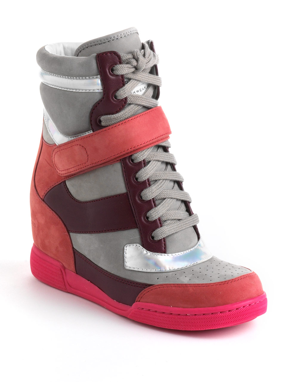 Marc By Marc Jacobs Leather High Top Wedge Sneakers in Silver (grey