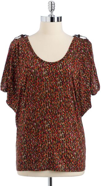 Michael by Michael Kors Coldshoulder Printed Top - Lyst