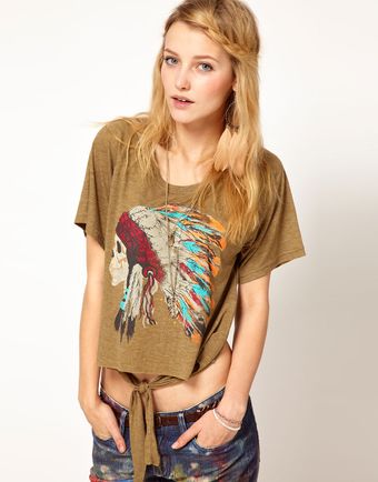 Ralph Lauren Tie Front Tshirt - Lyst