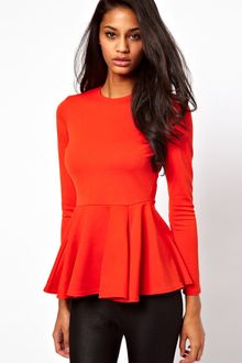 Asos Top with Peplum in Bonded Fabric - Lyst
