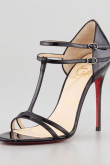 Christian Louboutin Tstrap Patent Red Sole Sandal - Lyst