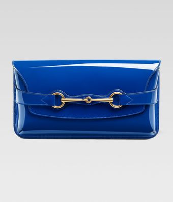 Gucci Bright Bit Patent Leather Clutch Bag - Lyst