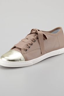 Lanvin Metallic Cap Toe Sneaker - Lyst