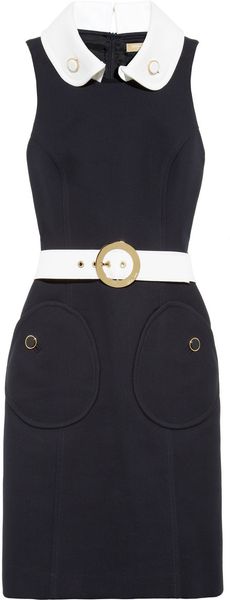 Michael Kors Belted Cotton Crepe Dress - Lyst