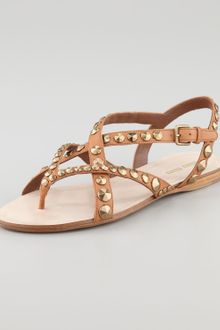 Miu Miu Studded Strappy Thong Sandal - Lyst