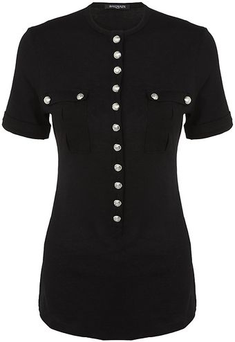 Balmain Henley T-Shirt - Lyst