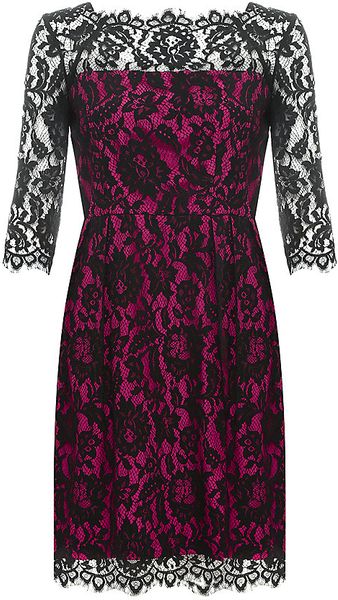 Milly Stella Lace Contrast Dress - Lyst
