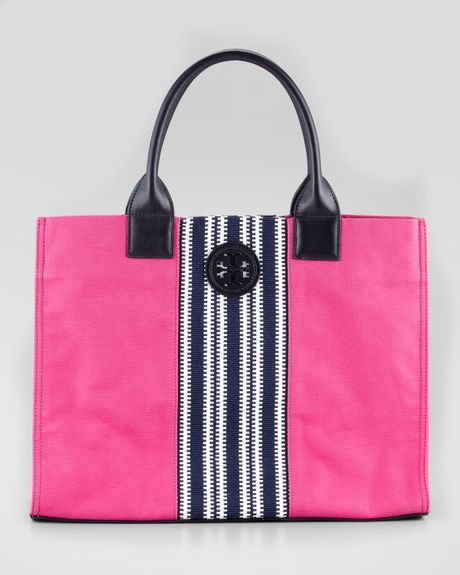 tory burch ella striped tote