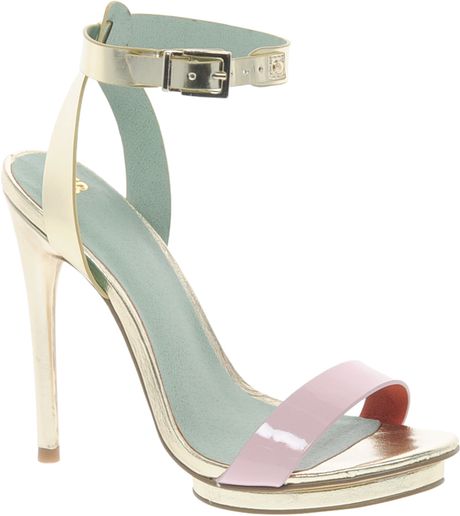 Asos Heeled Sandals in Pink (pastel) | Lyst