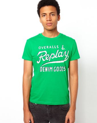Replay Tshirt Cracked Logo Print - Lyst