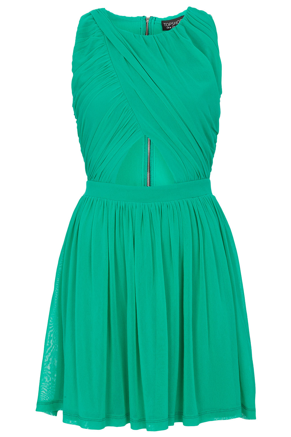 Wrap Mesh Skater Dress in Green Lyst